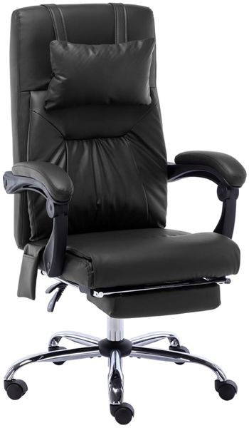 Massage-Bürostuhl, Drehstuhl, Schreibtischstuhl Schwarz Kunstleder