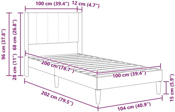vidaXL Bettrahmen mit Kopfteil Dunkelgrau 100 x 200 cm Samt 42027486 Bild 9