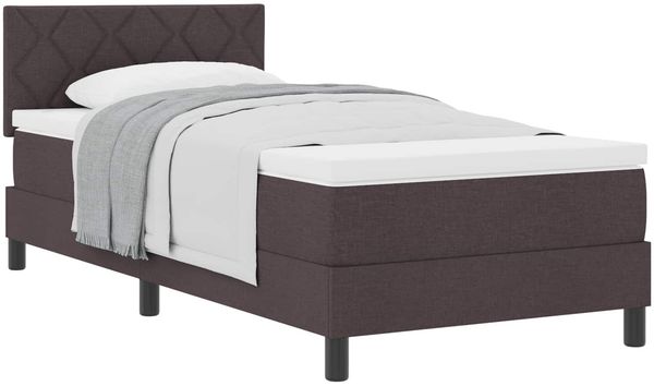 vidaXL Boxspringbett mit Kopfteil Dunkelbraun 90 x 200 cm Stoff 3338737 Bild 2