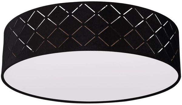 RGB LED Deckenleuchte, Textil, schwarz, gold, App Steuerung, D 38 cm
