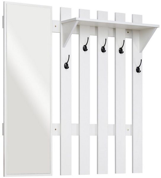 Mondeer Garderobenpaneel Garderobe mit Spiegel, Wandhalter mit 5 Häkchen, 100 x 106 x 22 cm