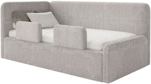 Selsey 'Fanko' Kinderbett 90x200 cm mit Rausfallschutz, Kopfteil links, Plüsch, Graubeige