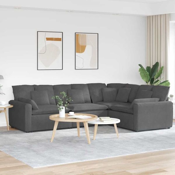 vidaXL Modulares Sofa mit Kissen Cordstoff Dunkelgrau 3321168