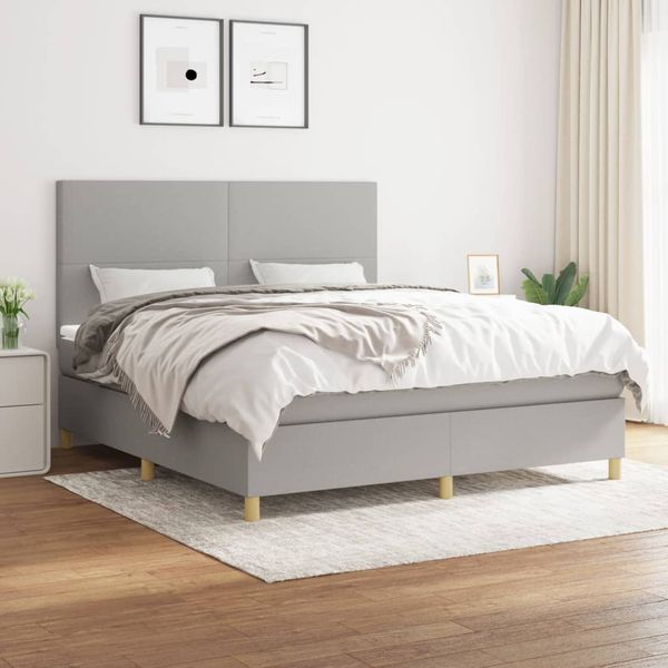 vidaXL Boxspringbett mit Matratze Hellgrau 160x200 cm Stoff, Härtegrad: H2 [3142185]