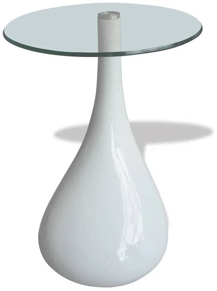 Couchtische, Sofatische 2 Stk. mit Runder Glasplatte Hochglanz Weiß Bild 4