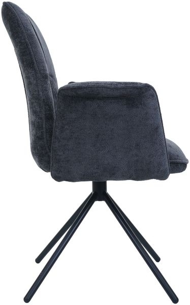 6er-Set Esszimmerstuhl HWC-N99, drehbar Armlehne Auto-Return, Stoff/Textil Chenille (340g/m²) Öko-Tex ~ dunkelgrau Bild 8