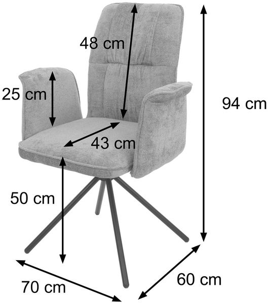 6er-Set Esszimmerstuhl HWC-N99, drehbar Armlehne Auto-Return, Stoff/Textil Chenille (340g/m²) Öko-Tex ~ dunkelgrau Bild 3
