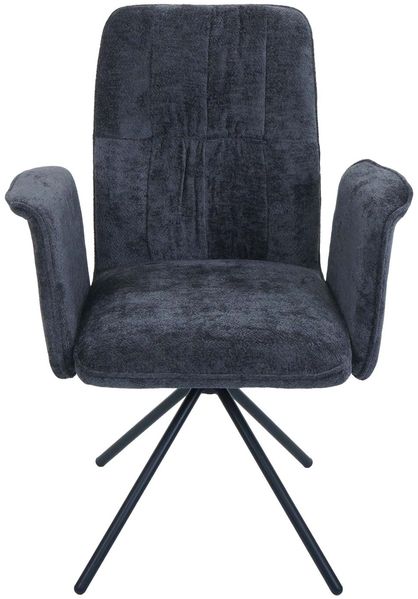 6er-Set Esszimmerstuhl HWC-N99, drehbar Armlehne Auto-Return, Stoff/Textil Chenille (340g/m²) Öko-Tex ~ dunkelgrau Bild 7