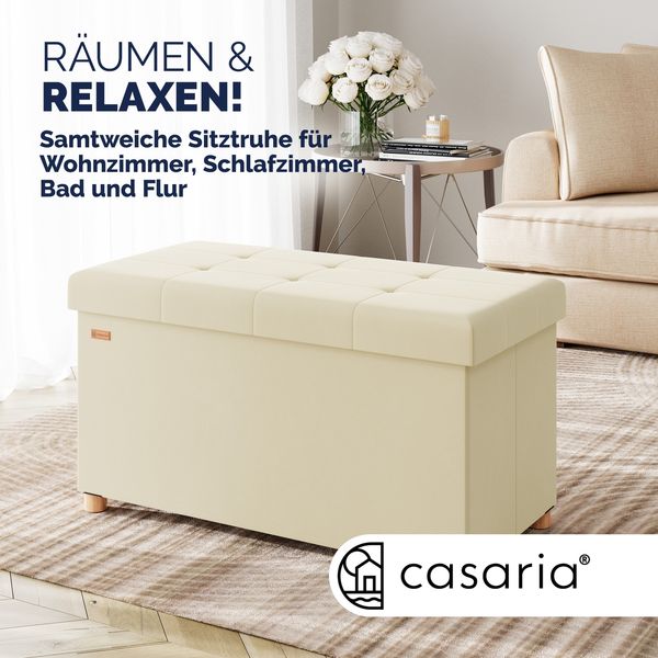 CASARIA® Sitzbank mit Stauraum Samt Beige