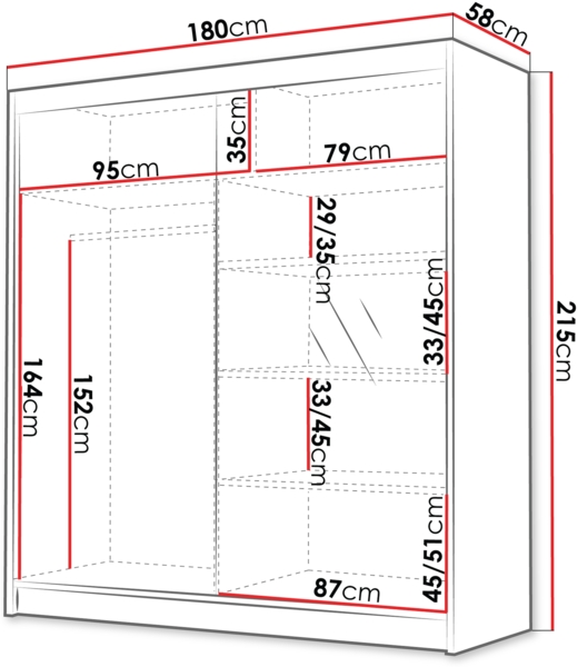 Kleiderschrank mit Goldverzierung Bajpra III mit zwei Schwebetüren, Spiegel (Farbe: Schwarz) Bild 4