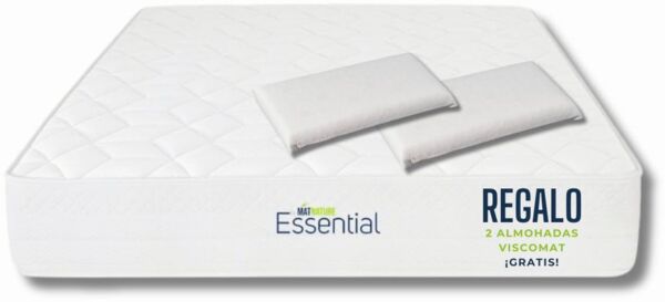 Matnature Essential Viskoelastische Matratze, HR-Kern (High Resilience), kompakt, wendbar, Sommer/Winter, Höhe 24 cm, Geschenk mit 2 Viscomat-Kissen (135 x 200 cm)