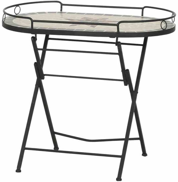 Gartentisch >STELLA< in schwarz, Mosaik Keramik - 68x60x41cm (BxHxT)
