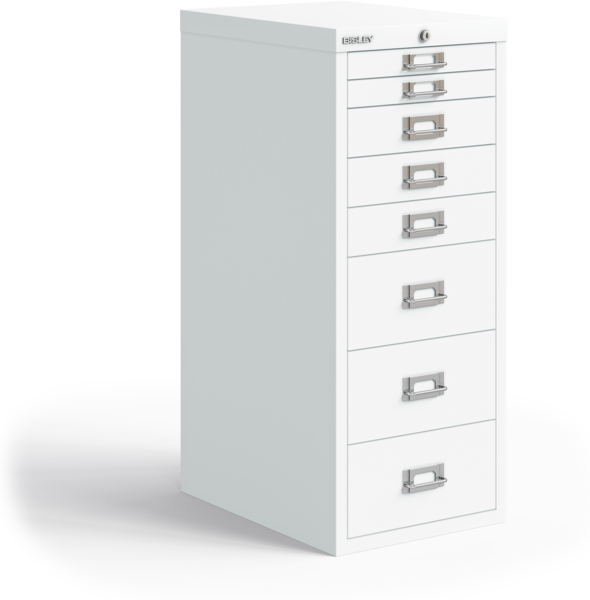 Bisley MultiDrawer™, 29er Serie, abschließbar, DIN A4, 8 Schubladen, Farbe verkehrsweiß Bild 3