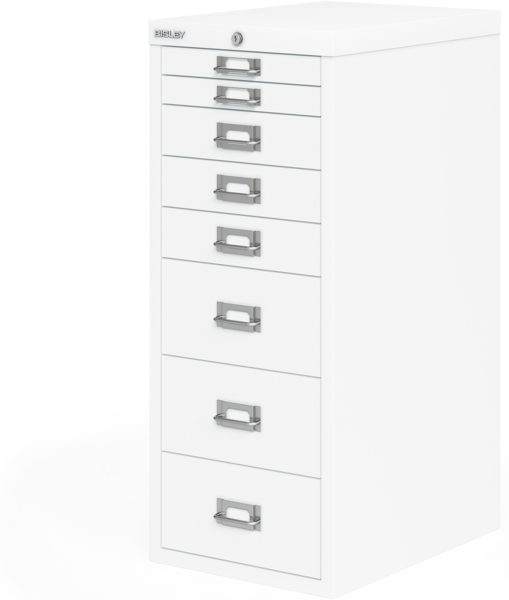 Bisley MultiDrawer™, 29er Serie, abschließbar, DIN A4, 8 Schubladen, Farbe verkehrsweiß Bild 2
