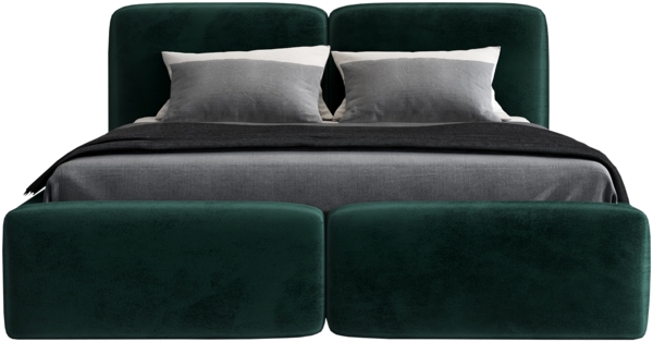 Polsterbett OLKE 90x200 mit Matratze, Bettkasten und Lattenrost. Farbe: Minze 13