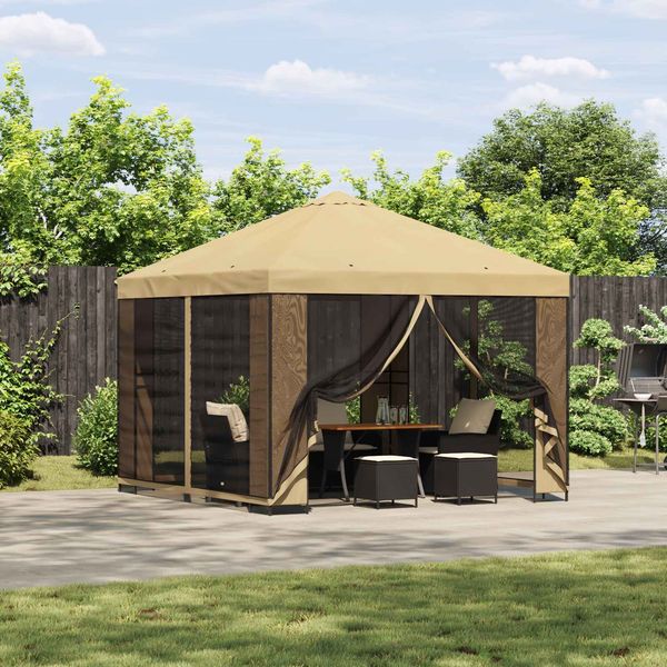 vidaXL Garten Pavillon mit Seitenwänden 3x3 m Creme 900362