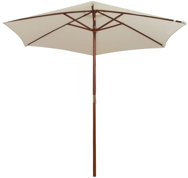 Sonnenschirm, Terrassenschirm 270×270 cm Holzstange Cremeweiß