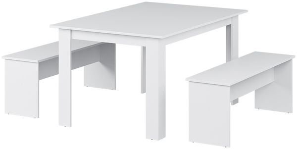 Esstisch Set Sentio Weiß 137.6 x 92.8 cm mit 2 Bänken Vicco