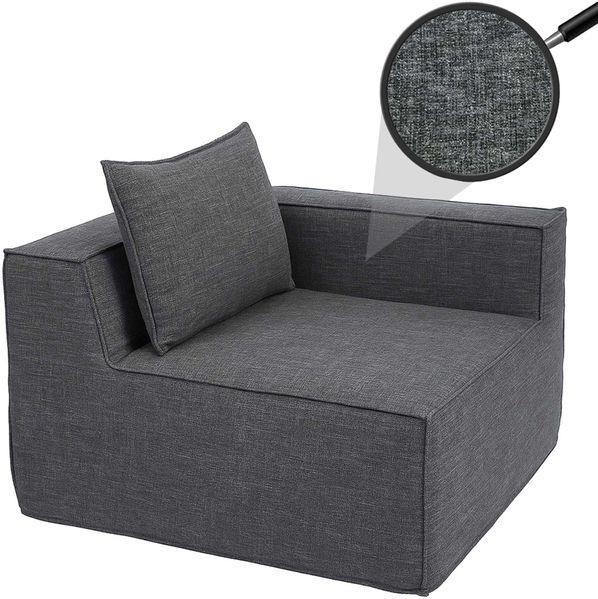 Eckteil/Zubehör für Sofa HWC-O54, Loungesessel Polstersessel Armlehne, Stoff/Textil (300g/m²) 63x97x97cm ~ dunkelgrau