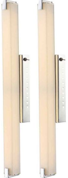2er Set LED Wandleuchte, Chrom, Glas satiniert, H 58,5 cm