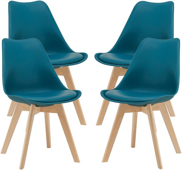 Esszimmerstuhl Fläten 4er Set Kunstleder Türkis [en. casa]