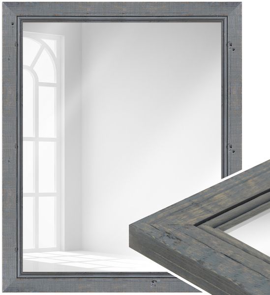 WANDStyle Wandspiegel H660 aus Massivholz in Grau 47 x 67 cm im Stil Landhaus
