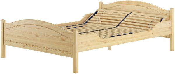 Überlanges Doppelbett 140x220 Kieferbett Massivholz Ehebett Zubehör wählbar V-60.30-14-220Federholzrahmen inkl.