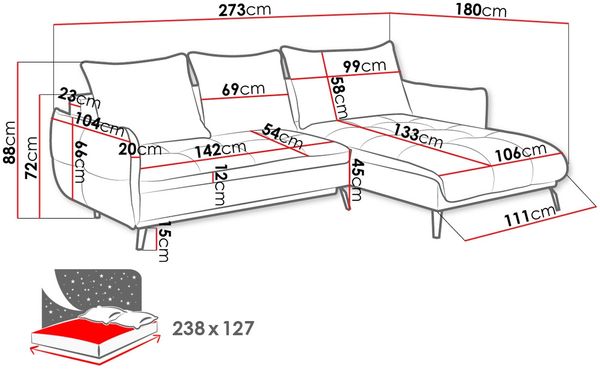 Ecksofa Tryfili 120, Seite: Rechts 2R-OT, Farbe: Vogue 02 Bild 7