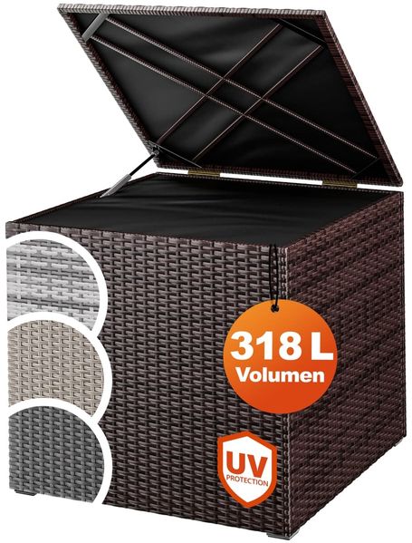 CASARIA® Polyrattan Auflagenbox Kissenbox Gartentruhe 318 L Braun