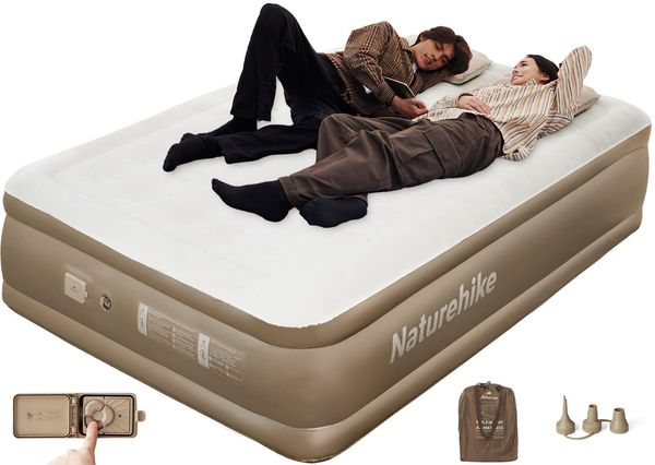 Naturehike Luftmatratze 2 Personen Selbstaufblasend mit Akkupumpe - Aufblasbares Gästebett 198 x 152 x 45 cm für Camping & Zuhause, Leicht, Bequem und Schnell aufblasbar