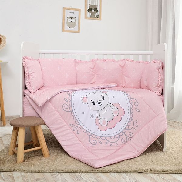 Lorelli Babybettwäsche-Set 5-tlg. Decke 140x95 cm Kissen 43x35 cm Nestchen rosa