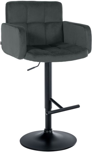 CLP Barhocker Los Angeles Samtbezug höhenverstellbar drehbar bis 150 kg,dunkelgrau schwarz