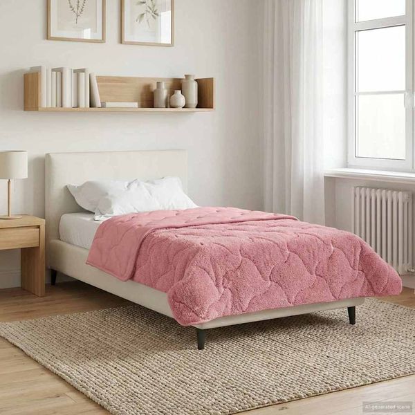 vidaXL Winterbettdecke Rosa 155 x 200 cm Mikrofaser und Teddy-Fleece 42026339