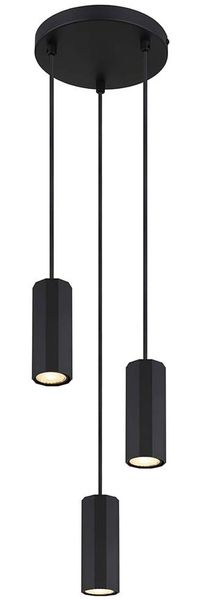Hängeleuchte, schwarz matt, 3 flammig, H 120 cm