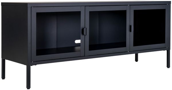 House Nordic TV-Bank, 3 Glastüren, Stahl, schwarz, 130x40x55 cm Bild 4