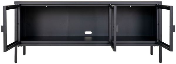 House Nordic TV-Bank, 3 Glastüren, Stahl, schwarz, 130x40x55 cm Bild 3