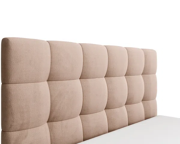 Vente-unique - MIRDAL Bett SamtStoff Beige - B 213 cm x H 106 cm x L 210 cm Bild 7