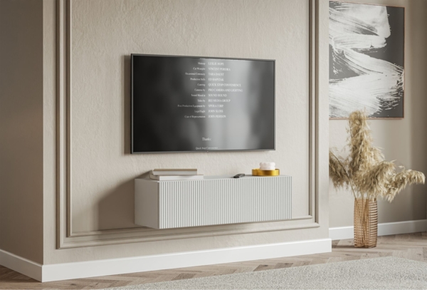 Selsey ‘Veldio’ TV-Lowboard hängend mit geriffelten Fronten, 100 cm, weiß Bild 3