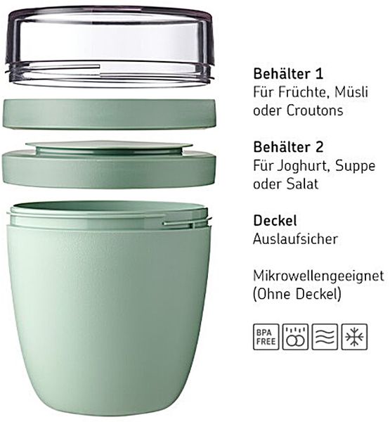 Mepal | 2-tlg Starter Set to go Snacks | Bento-Lunchbox Large & Lunchpot | praktischer Müslibecher | Brotdose mit Fächern | ideal für bis zu 8 Butterbrote | Nordic Sage Bild 2