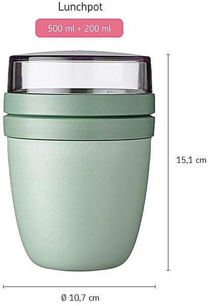 Mepal | 2-tlg Starter Set to go Snacks | Bento-Lunchbox Large & Lunchpot | praktischer Müslibecher | Brotdose mit Fächern | ideal für bis zu 8 Butterbrote | Nordic Sage Bild 3