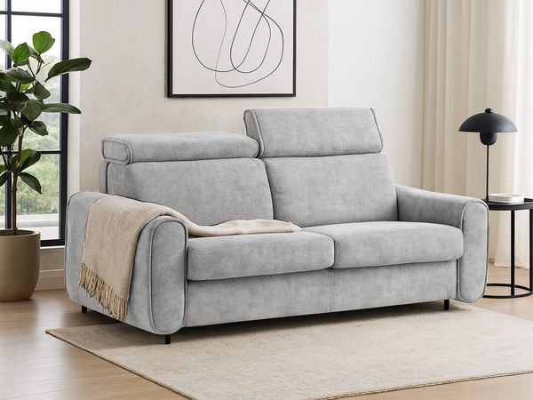 Beautysofa Schlafsofa Pavarti modernes Sofa mit italienischem Klappmechanismus und Matratze, mit Bettkasten, verstellbaren Kopfstützen und Schlaffunktion, in 3 Größen & 8 Farben
