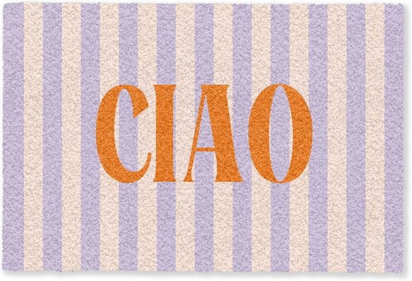 MuchoWow Fußmatte Ciao - Zitat - Pastell - Streifen, Rechteckig, innen Schmutzfangmatte, Tür, Schmutzfänger Flur, Teppich 60x40 cm