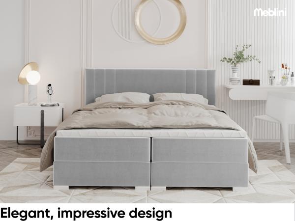MEBLINI Boxspringbett ALBA 140x200 cm mit Bettkasten - H3P/Hellgrau Samt Polsterbett - Doppelbett mit Topper & Taschenfederkern-Matratze Bild 3
