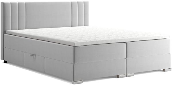 MEBLINI Boxspringbett ALBA 140x200 cm mit Bettkasten - H3P/Hellgrau Samt Polsterbett - Doppelbett mit Topper & Taschenfederkern-Matratze Bild 2