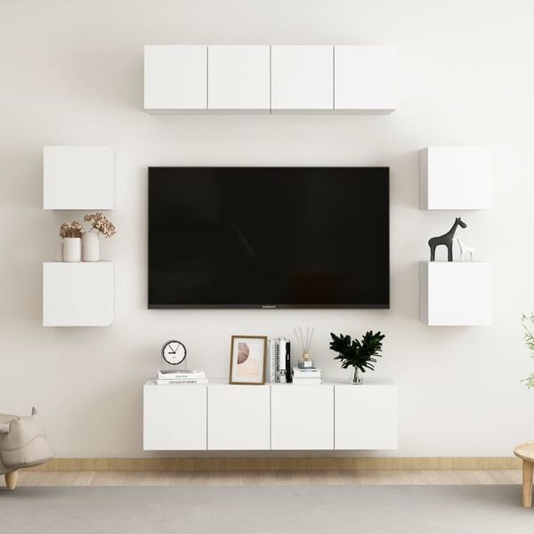 vidaXL 8-tlg. TV-Schrank-Set Weiß Spanplatte [3074457]