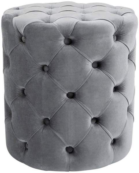 CLP Sitzhocker Drancy Samt mit Zierknöpfen,grau Medium