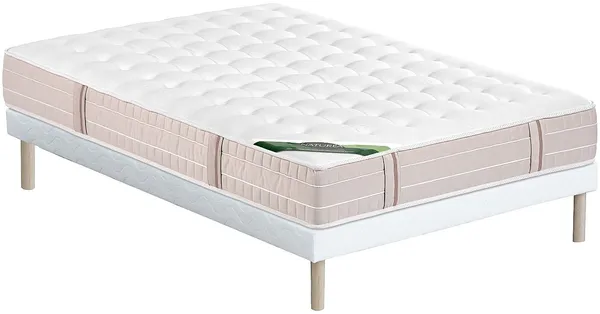 Vente-unique - VIREVO Mattress and bed base set Stoff Weiß - B 160 cm x H 31 cm x L 200 cm