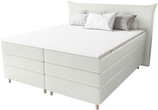 99rooms Zeus Boxspringbett 140x200 cm Kunstleder MADRYT Weiß Taschen-Federung Bild 6