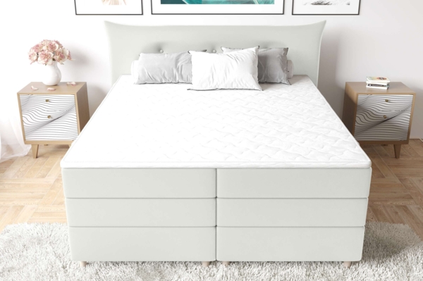 99rooms Zeus Boxspringbett 140x200 cm Kunstleder MADRYT Weiß Taschen-Federung Bild 4