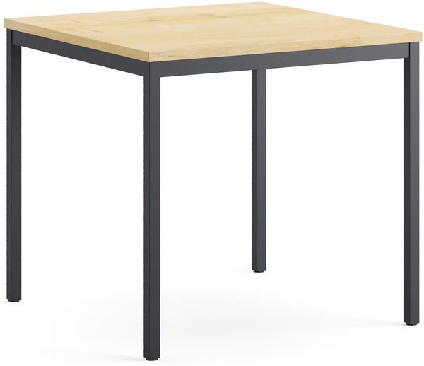furni24 Schreibtisch-Stahl 80 x 80 x 75 cm, Eiche TÜV/GS-Einfache Montage, Arbeitstisch, Bürotisch, Küchentisch, Esstisch, Druckertisch Büro-Möbel Arbeitszimmer Computertisch Gaming-Tisch Mehrzwecktisch